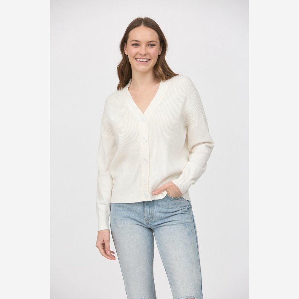 White Button Down Crop Cardigan - DEFECT ANY SIZE  - 2PCS